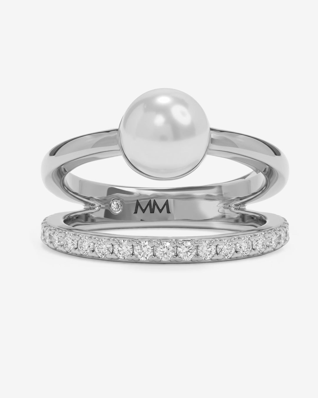 PERFECT PEARL STACKED RING - SILVER