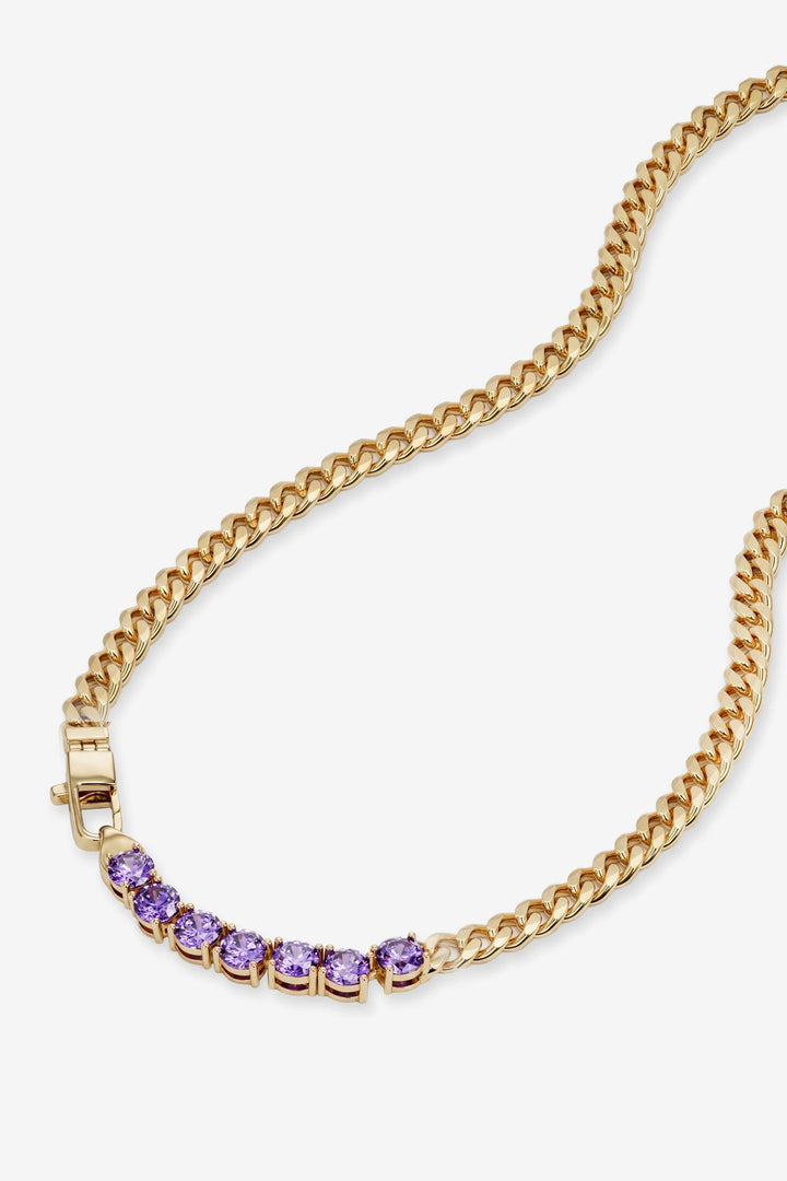 JULIAN LOVES AMETHYST NECKLACE - GOLD 16"