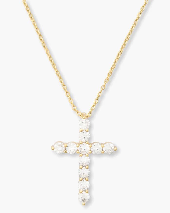 MELINDA MARIA: OH SHE FANCY LARGE CROSS PENDANT - GOLD