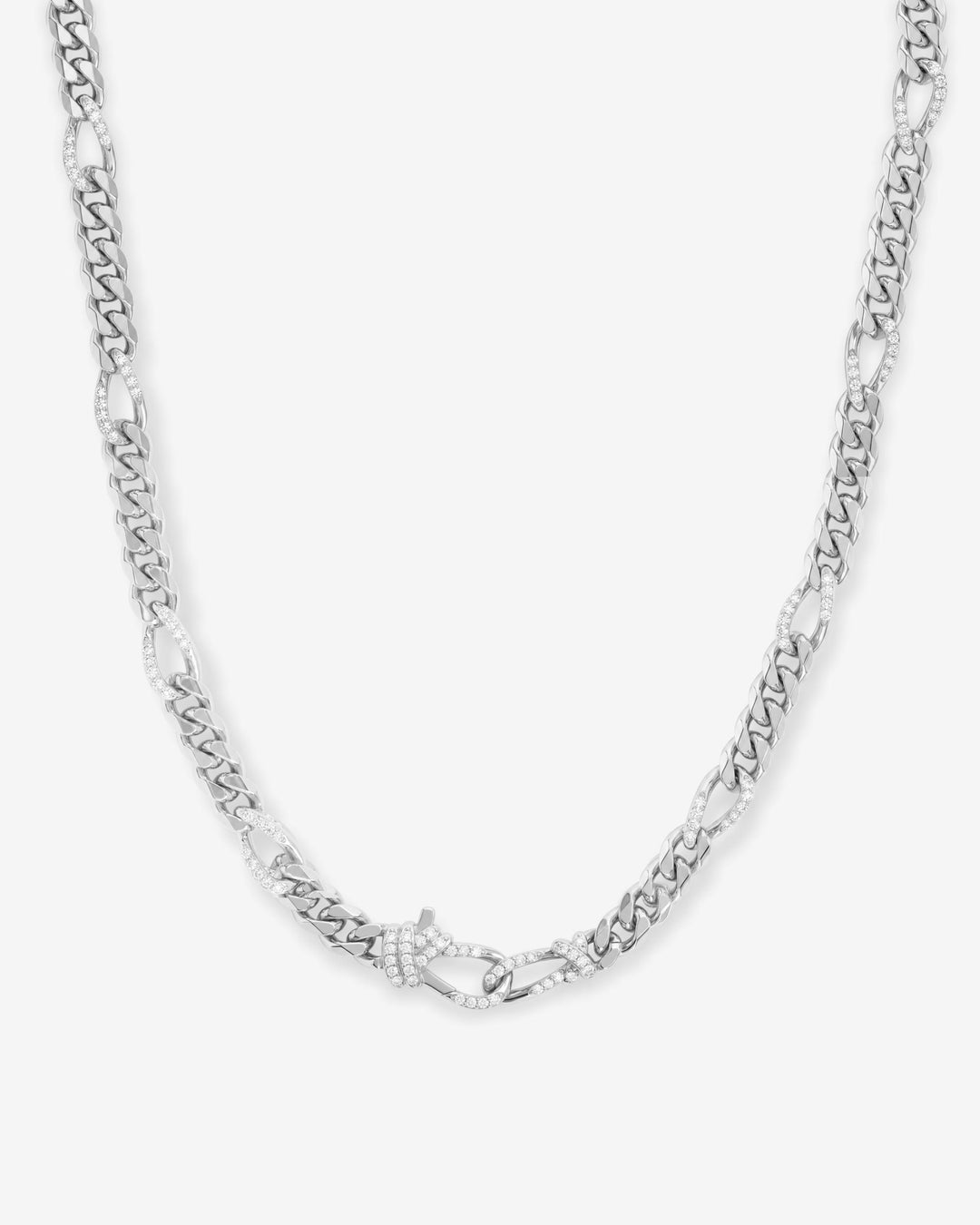 KNOT FIGARO CHAIN NECKLACE- SILVER