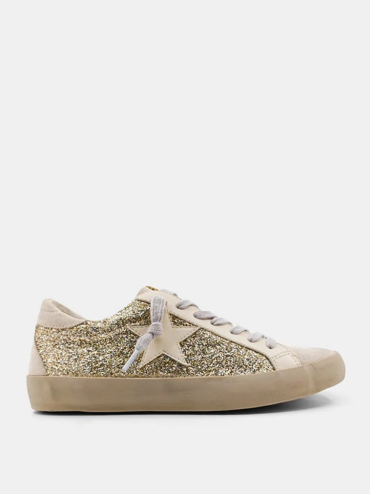 The Paula Sneaker: Gold Glitter