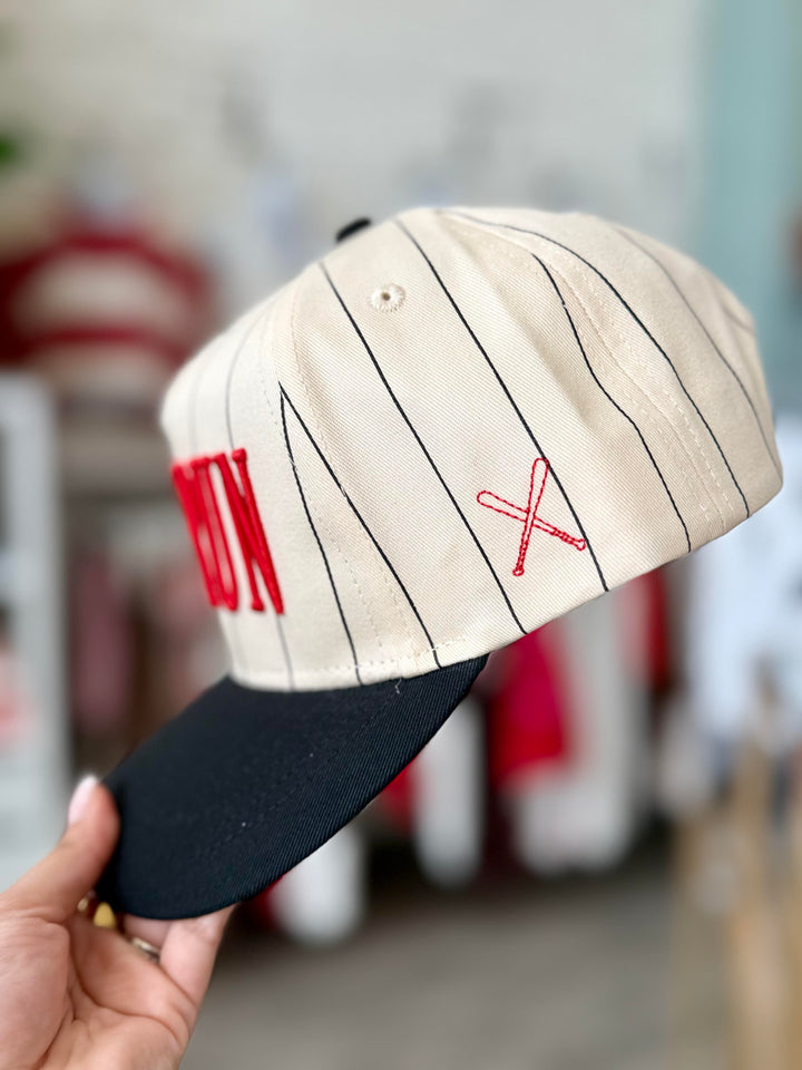 HOMERUN VINTAGE TRUCKER HAT- STRIPED &amp; RED