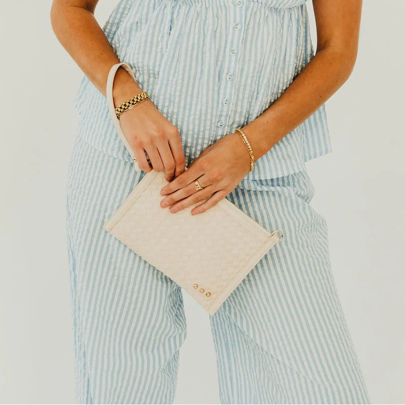 VEDA WOVEN CROSSBODY &amp; CLUTCH BAG-CREAM