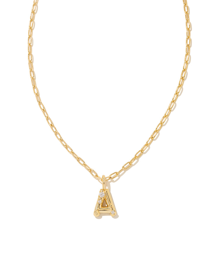 Kendra Scott: Crystal Letter Pendant Necklace in Gold