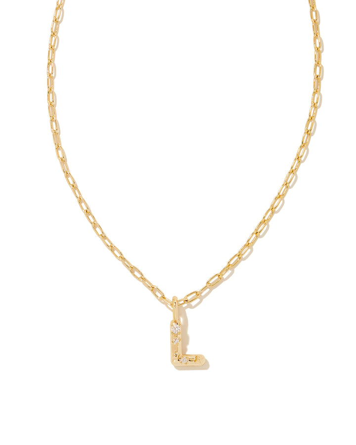 Kendra Scott: Crystal Letter Pendant Necklace in Gold